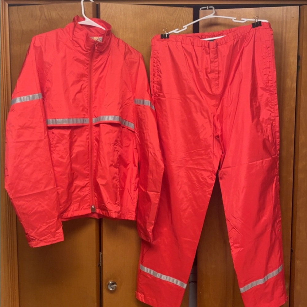 L.L. Bean Men's Red Jacket & Pants with Gore-Tex Rain Suit 90s